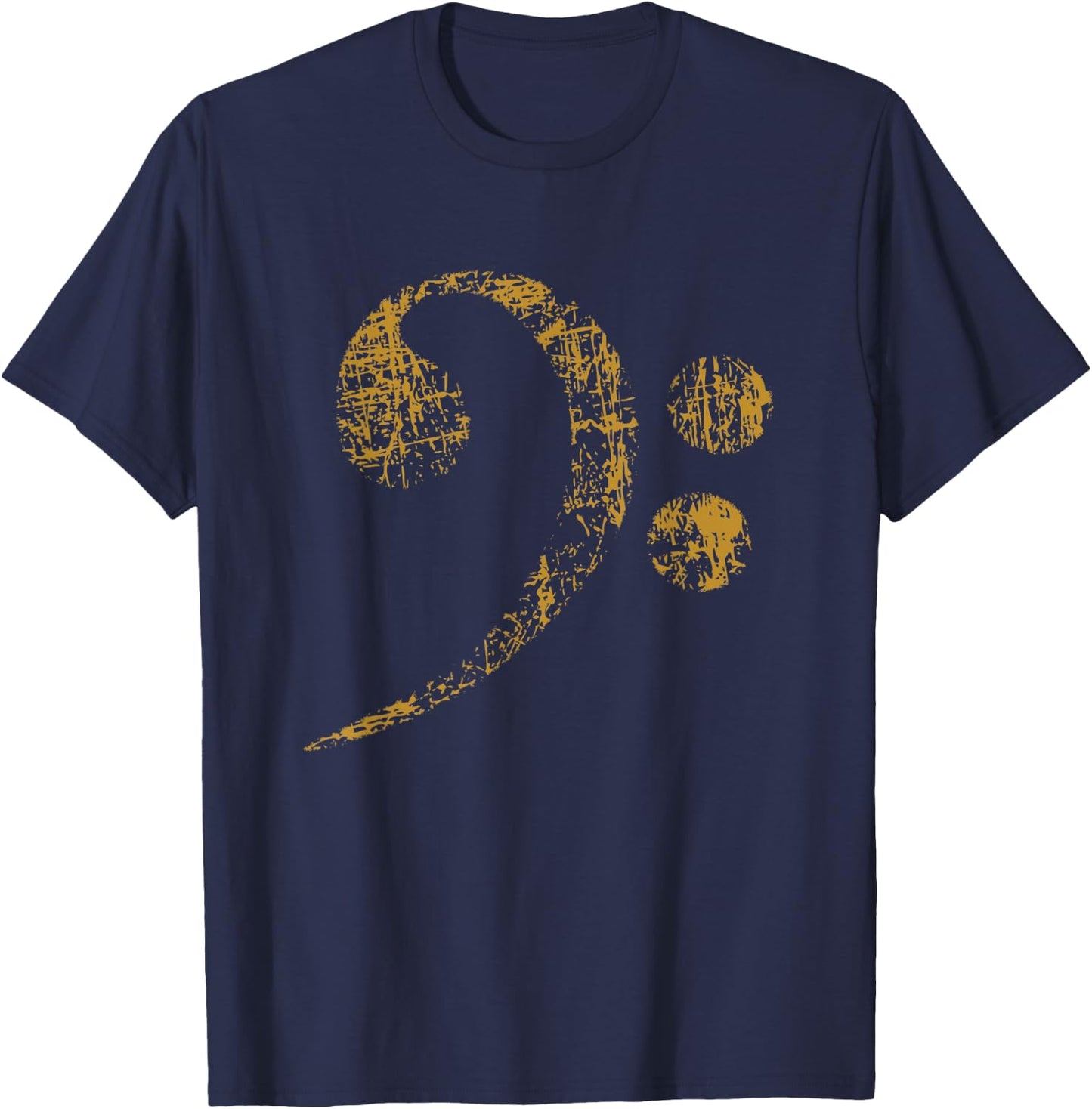 Large Bass Clef Bass Key T-Shirt - T-Shirt | Navy