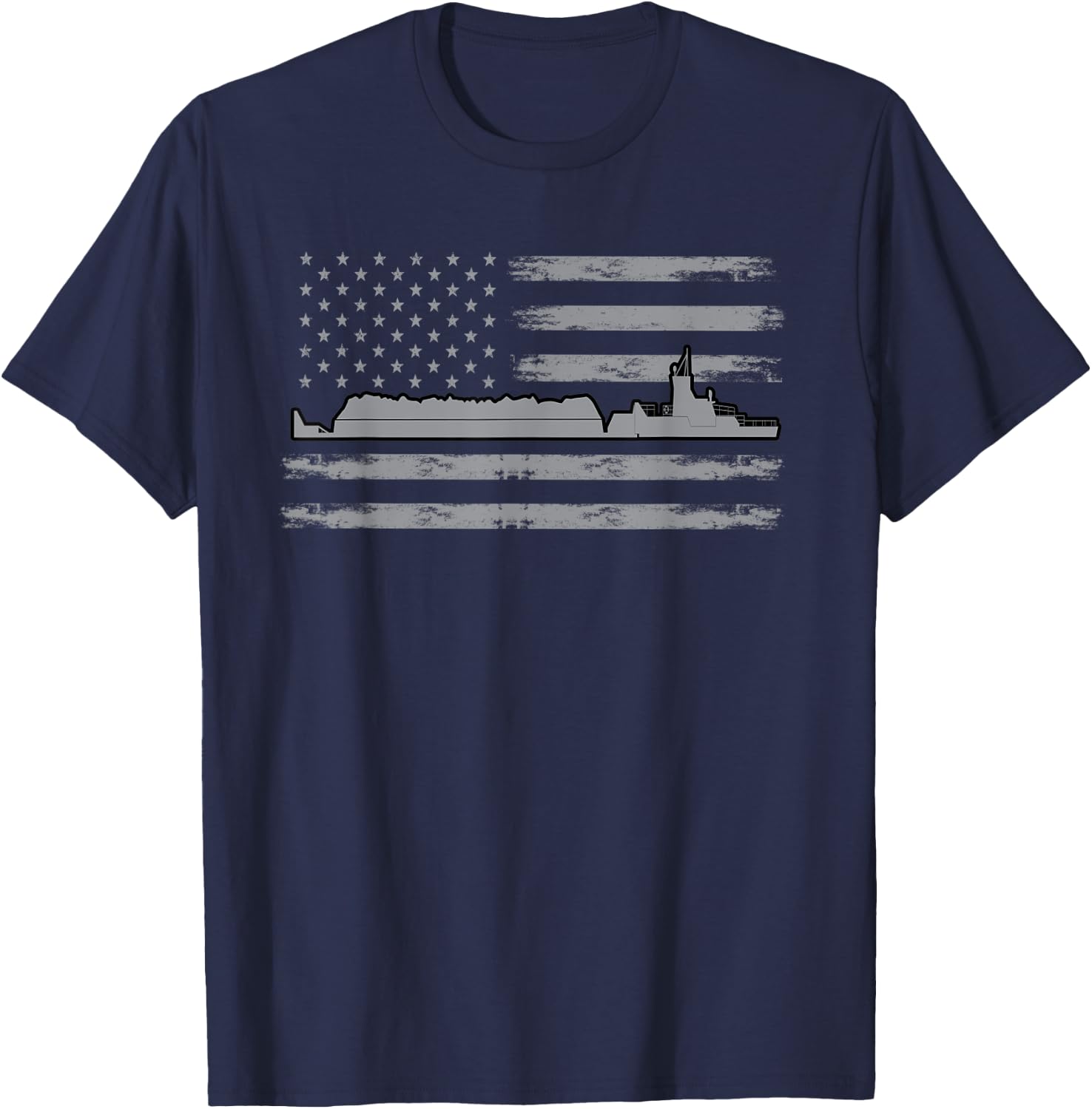 Great USA Flag Barge Outfit Love Barge Boat America Women Men T-Shirt - T-Shirt | Navy