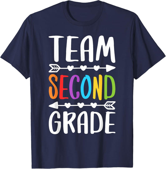 Team Second Grade Shirt 2nd Grade Teacher Boy Girl Student T-Shirt - T-Shirt | Navy