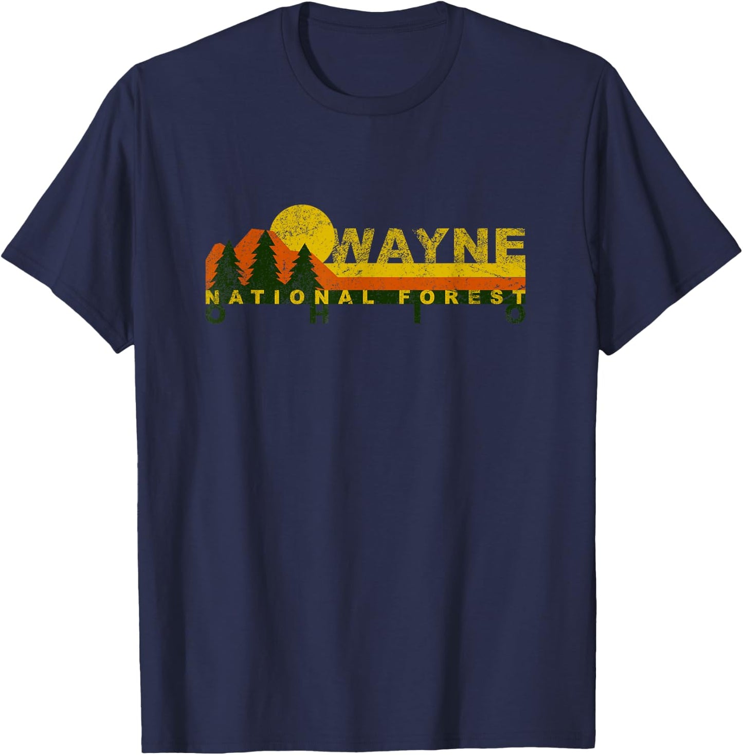 Wayne National Forest Vintage Retro T-Shirt - T-Shirt | Navy