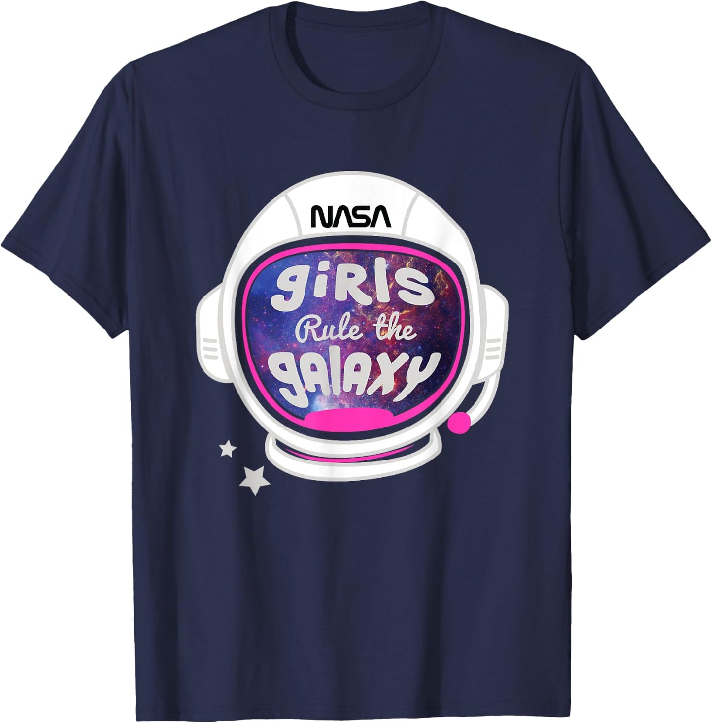 NASA Cute Helmet Girls Rule The Galaxy Big Chest Poster V2 T-Shirt - T-Shirt | Navy