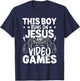 This Boy Runs On Jesus And Video Games Video Gamer Gaming T-Shirt - T-Shirt | Navy