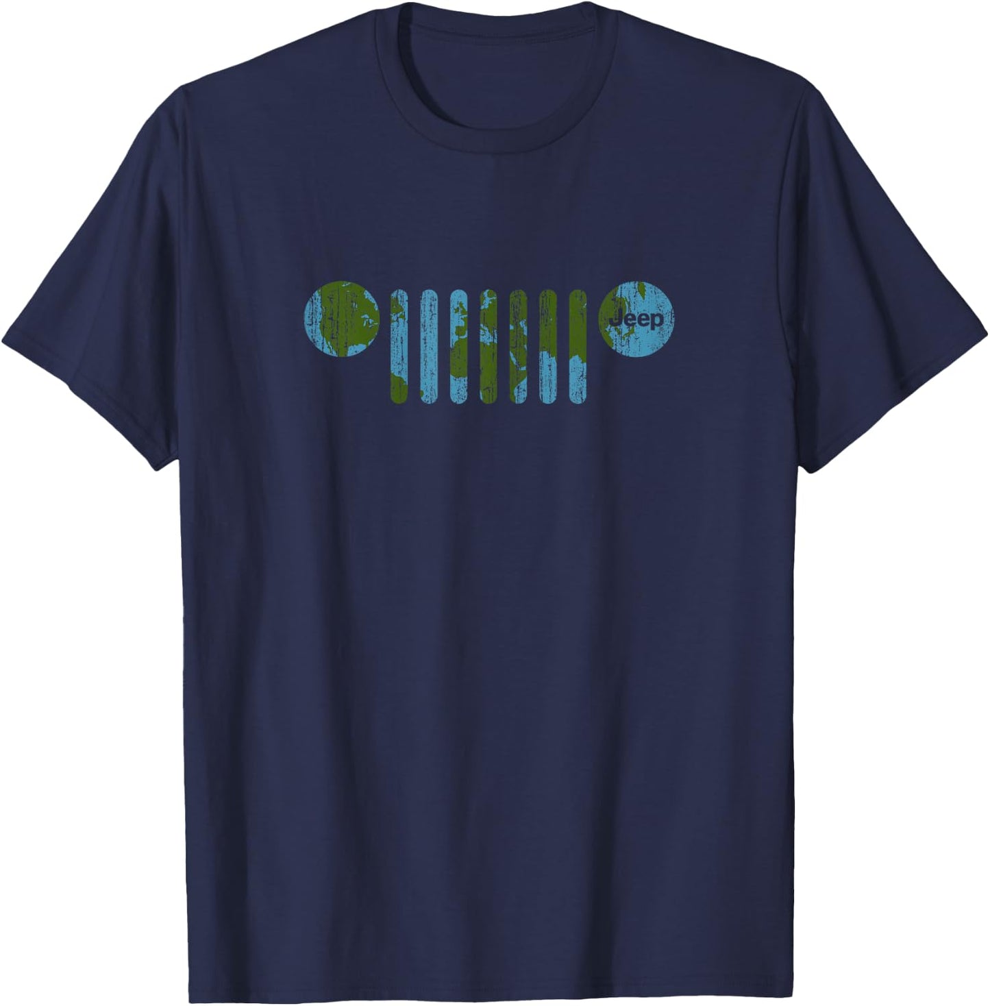 Jeep - There's Only One Earth, Jeep Grille T-Shirt - T-Shirt | Navy