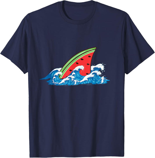 Shark Watermelon Cute Shark For Boys And Girls T-Shirt - T-Shirt | Navy