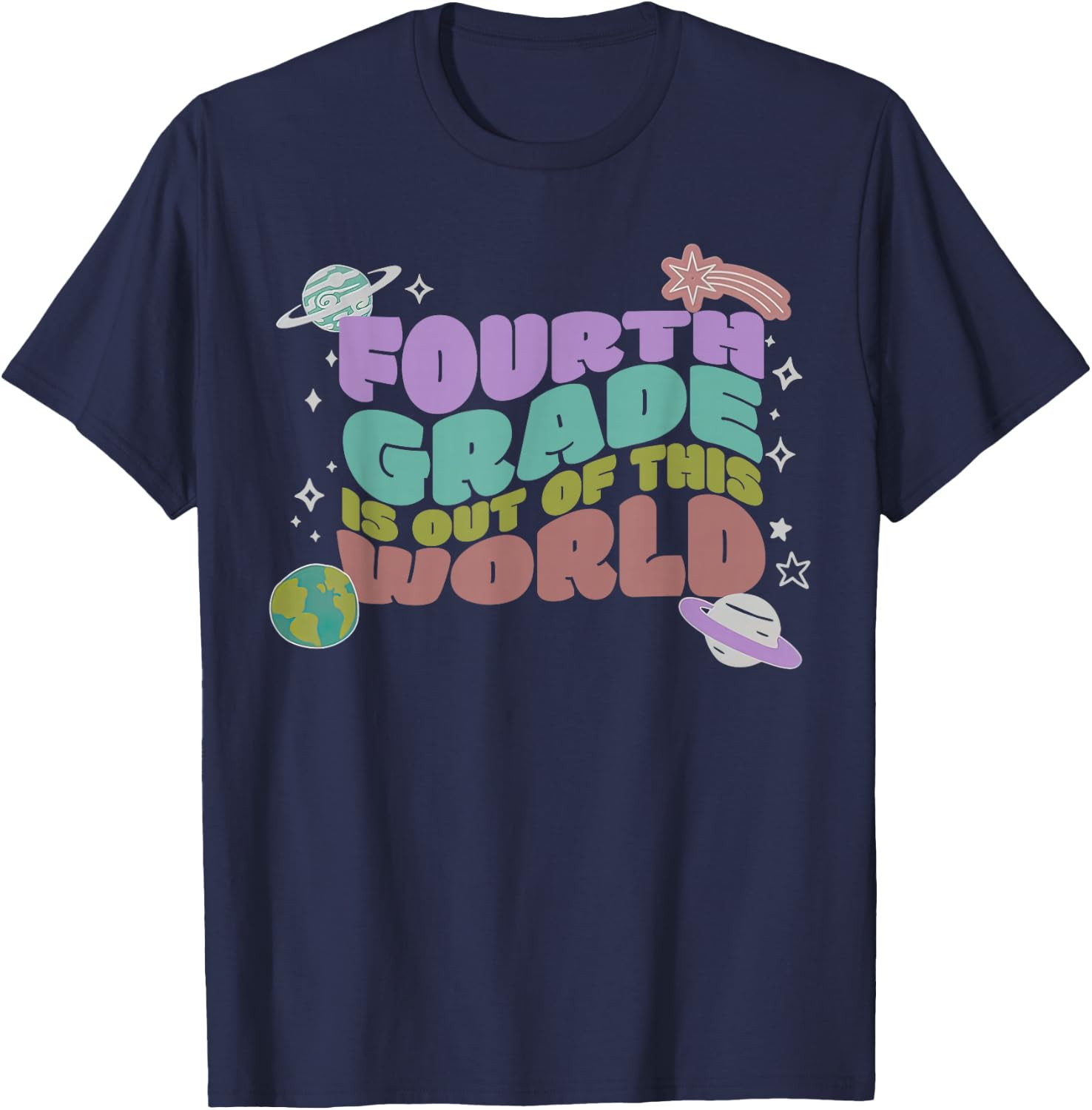 Retro Fourth Grade Is Out of This World's 4th Outer Space T-Shirt - T-Shirt | Navy