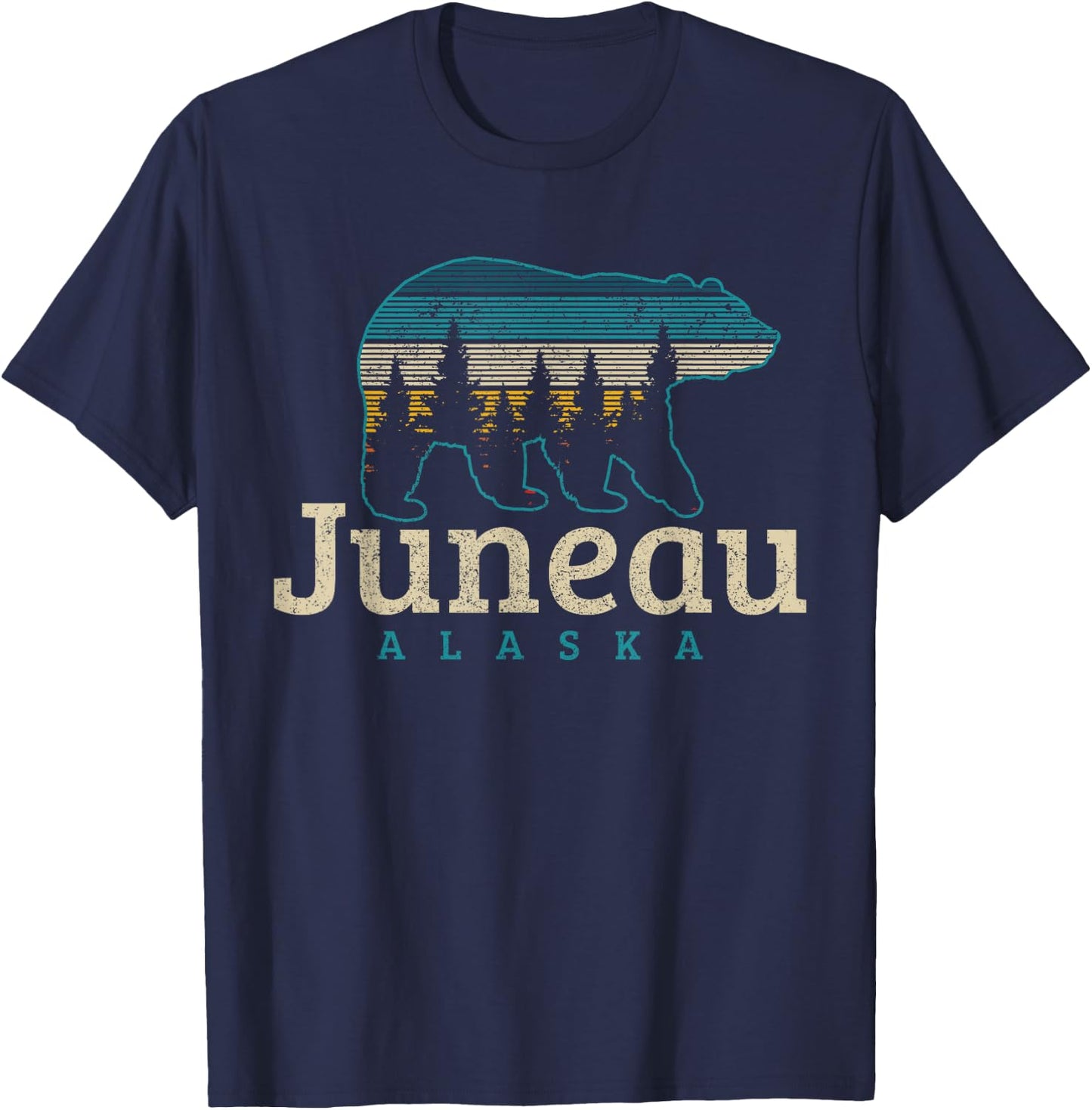 Juneau Alaska Vintage Souvenir T-Shirt - T-Shirt | Navy