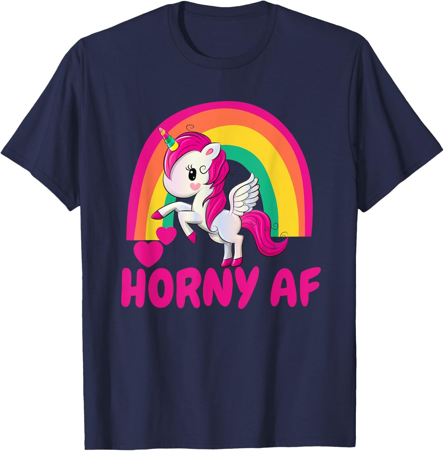 Horny AF Pink Unicorn T-Shirt - T-Shirt | Navy