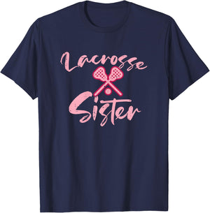 Lacrosse Sister Cute Family Matching Lax Fan Girls Women T-Shirt - T-Shirt | Navy