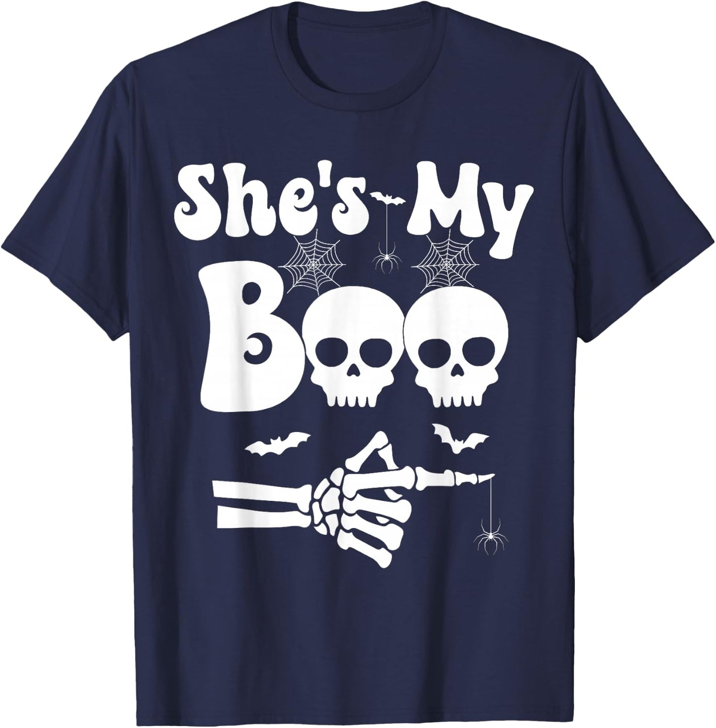She’s My Boo Skeleton Couples Matching Couple Halloween T-Shirt - T-Shirt | Navy
