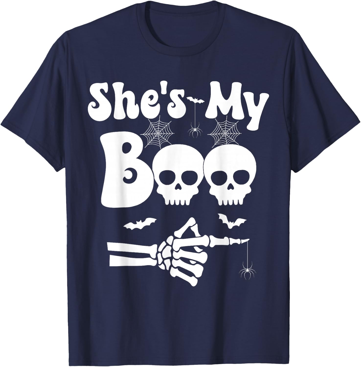 She’s My Boo Skeleton Couples Matching Couple Halloween T-Shirt - T-Shirt | Navy