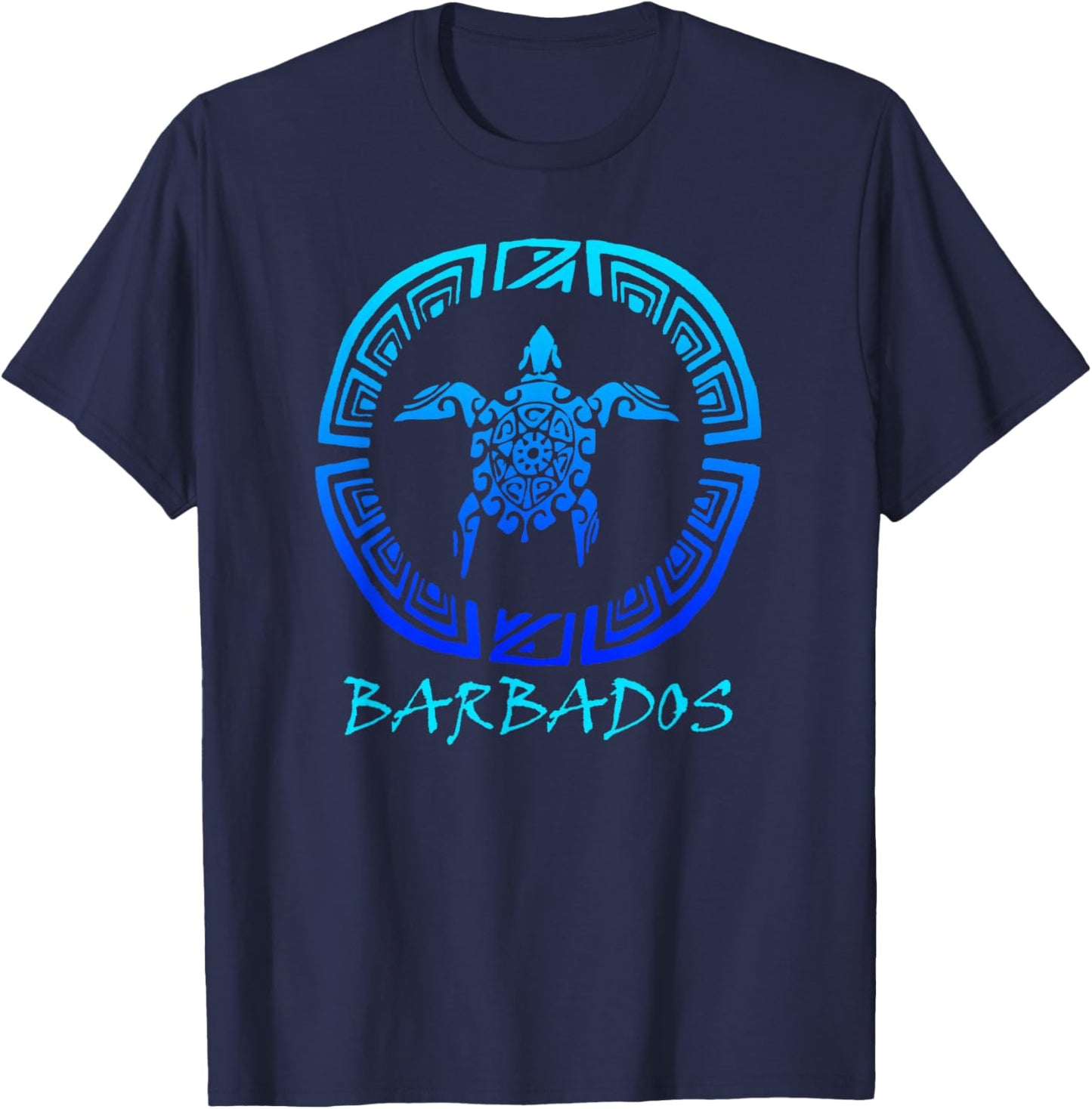 Barbados, Caribbean Vintage Tribal Turtle Vacation T-Shirt - T-Shirt | Navy