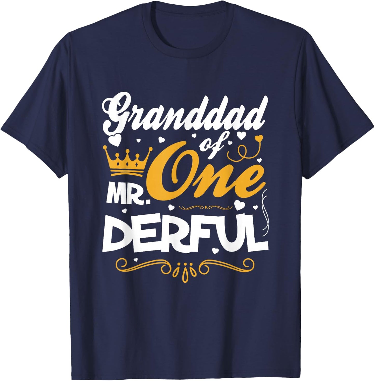 Granddad of Mr Onederful 1st Birthday One-Derful Matching T-Shirt - T-Shirt | Navy