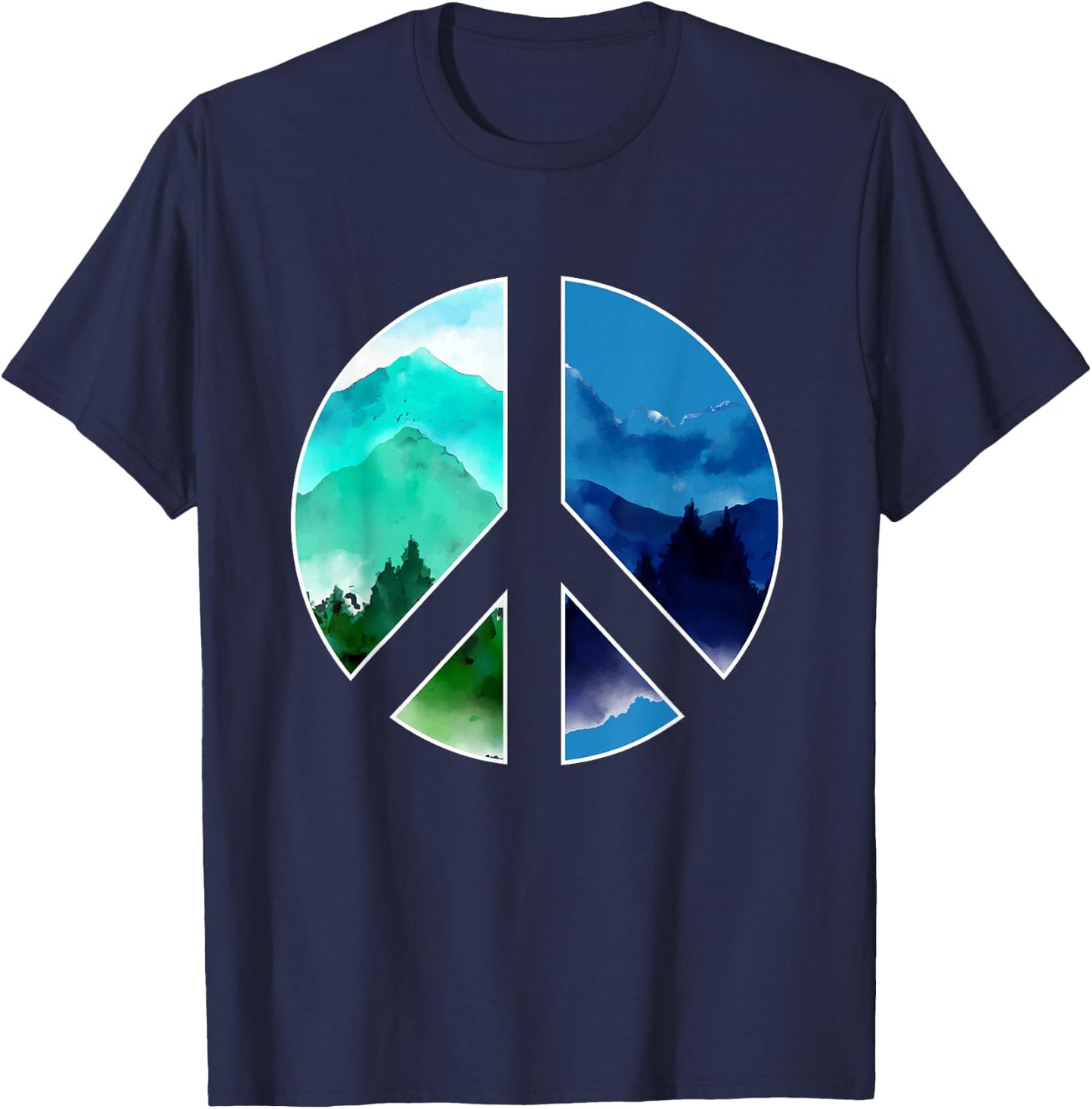 Outdoor Landscape Peace Hippie Nature Peace Sign Forest T-Shirt - T-Shirt | Navy
