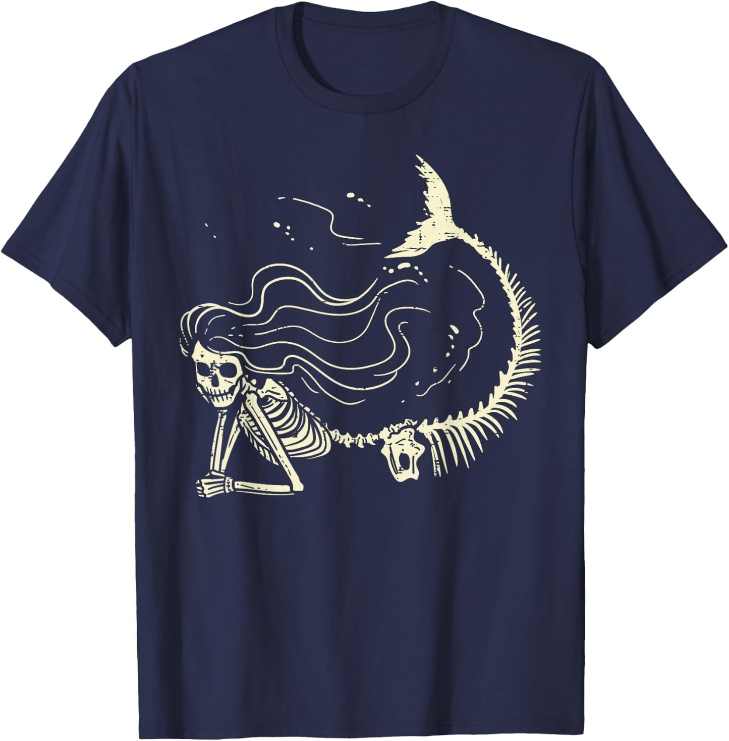 Mermaid Skeleton Cute Halloween Costume Women Girls Kids T-Shirt - T-Shirt | Navy