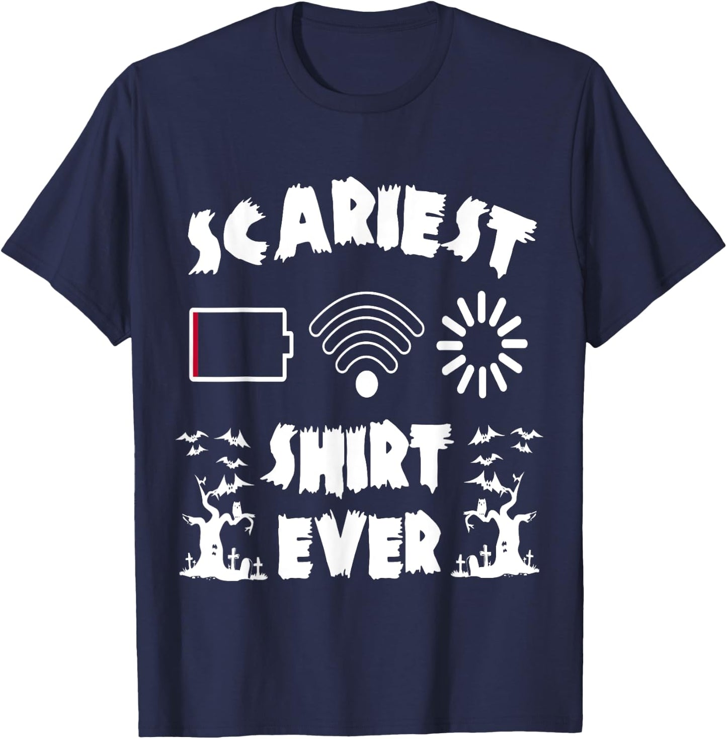 Funny Low Battery Halloween Computer Nerd Buffer Wifi Shirt T-Shirt - T-Shirt | Navy