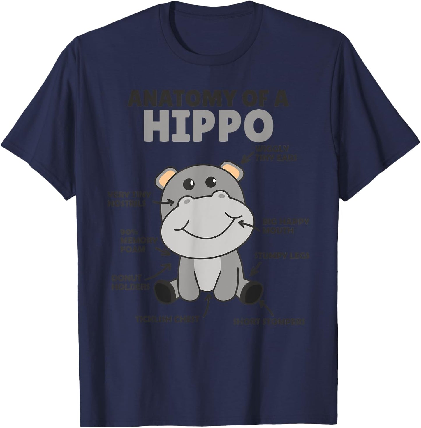 Sweet Hippo Explanation Anatomy Of A Hippo T-Shirt - T-Shirt | Navy