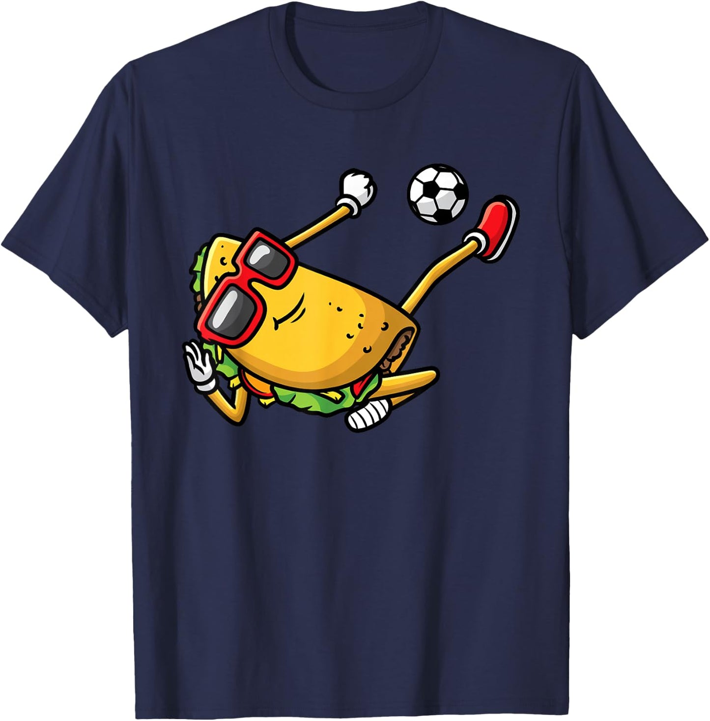 Taco Playing Soccer Mexican Cinco De Mayo Kids Men T-Shirt - T-Shirt | Navy