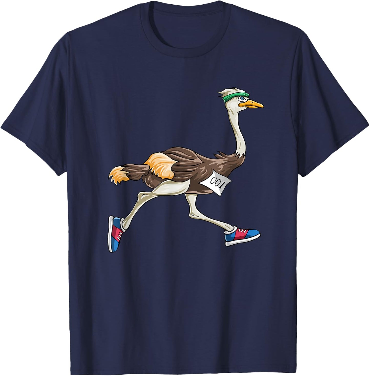 Ostrich Bird Running Marathon T Shirt Gift Women Men Kids T-Shirt - T-Shirt | Navy