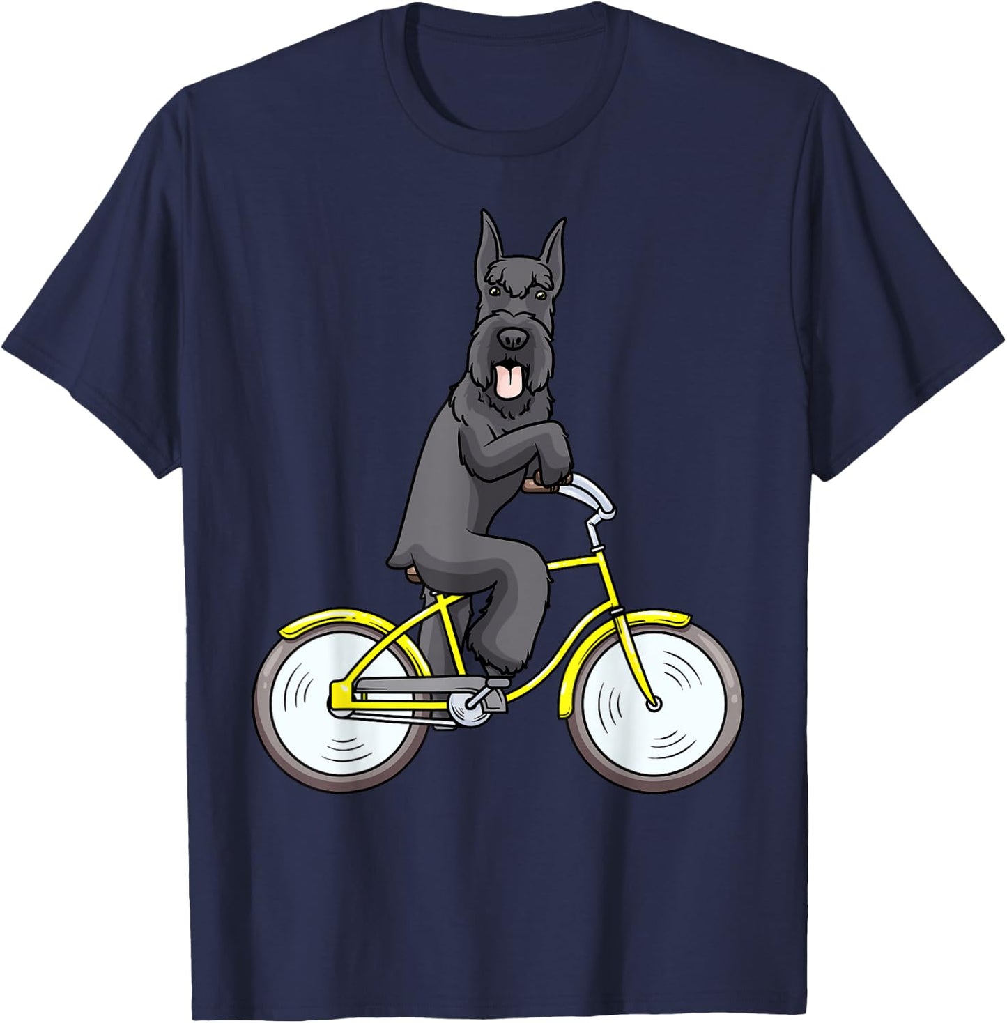 Giant Schnauzer Dog With Bike Riesenschnauzer T-Shirt - T-Shirt | Navy