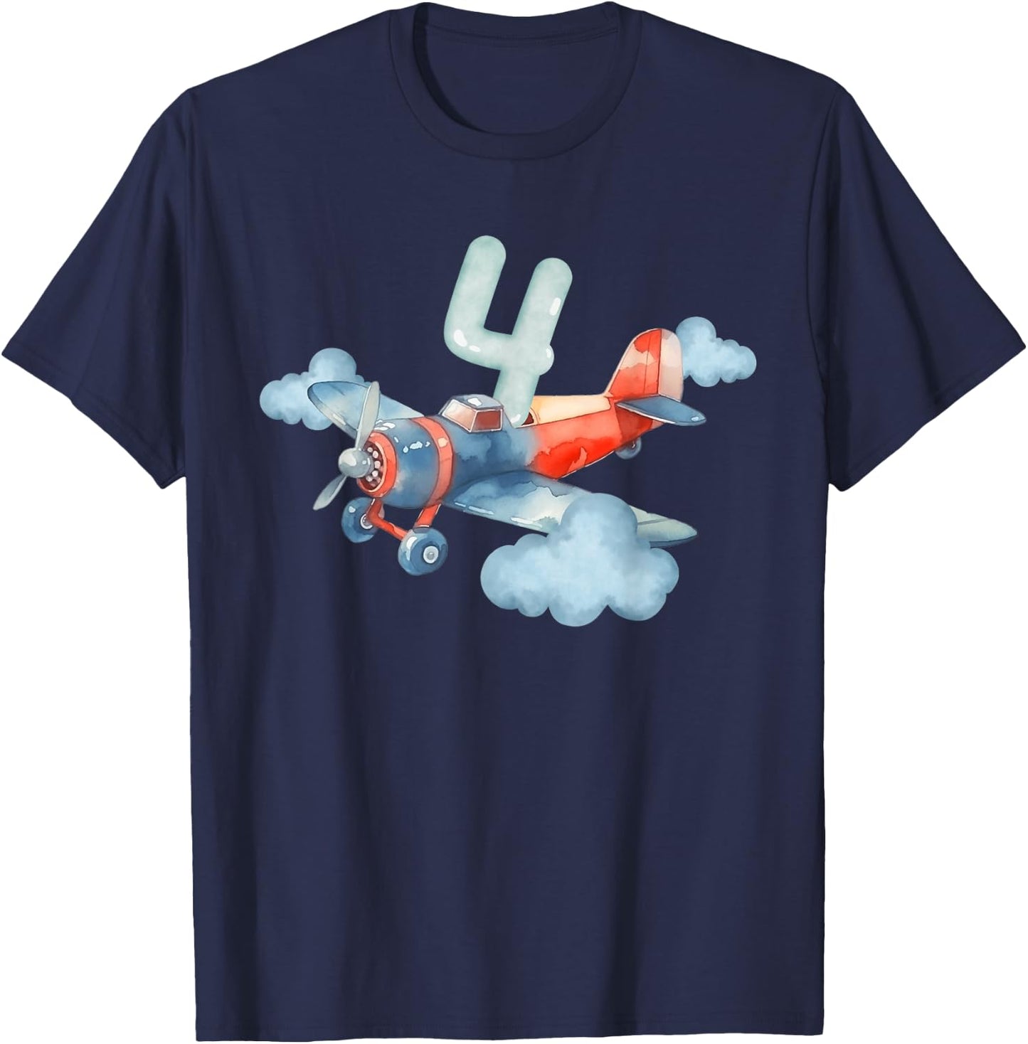 4th Birthday Boys Airplane Pilot 4 Year Old Boy T-Shirt - T-Shirt | Navy