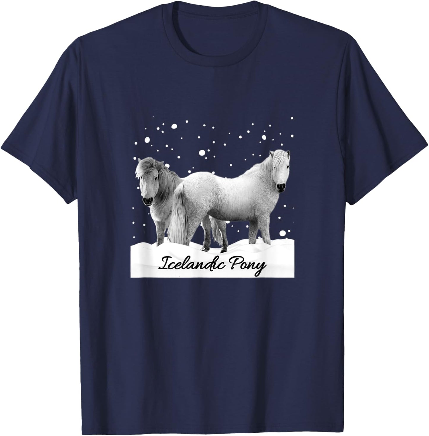 Icelandic Ponies Iceland Pony Horse Lovers Snow Design T-Shirt - T-Shirt | Navy
