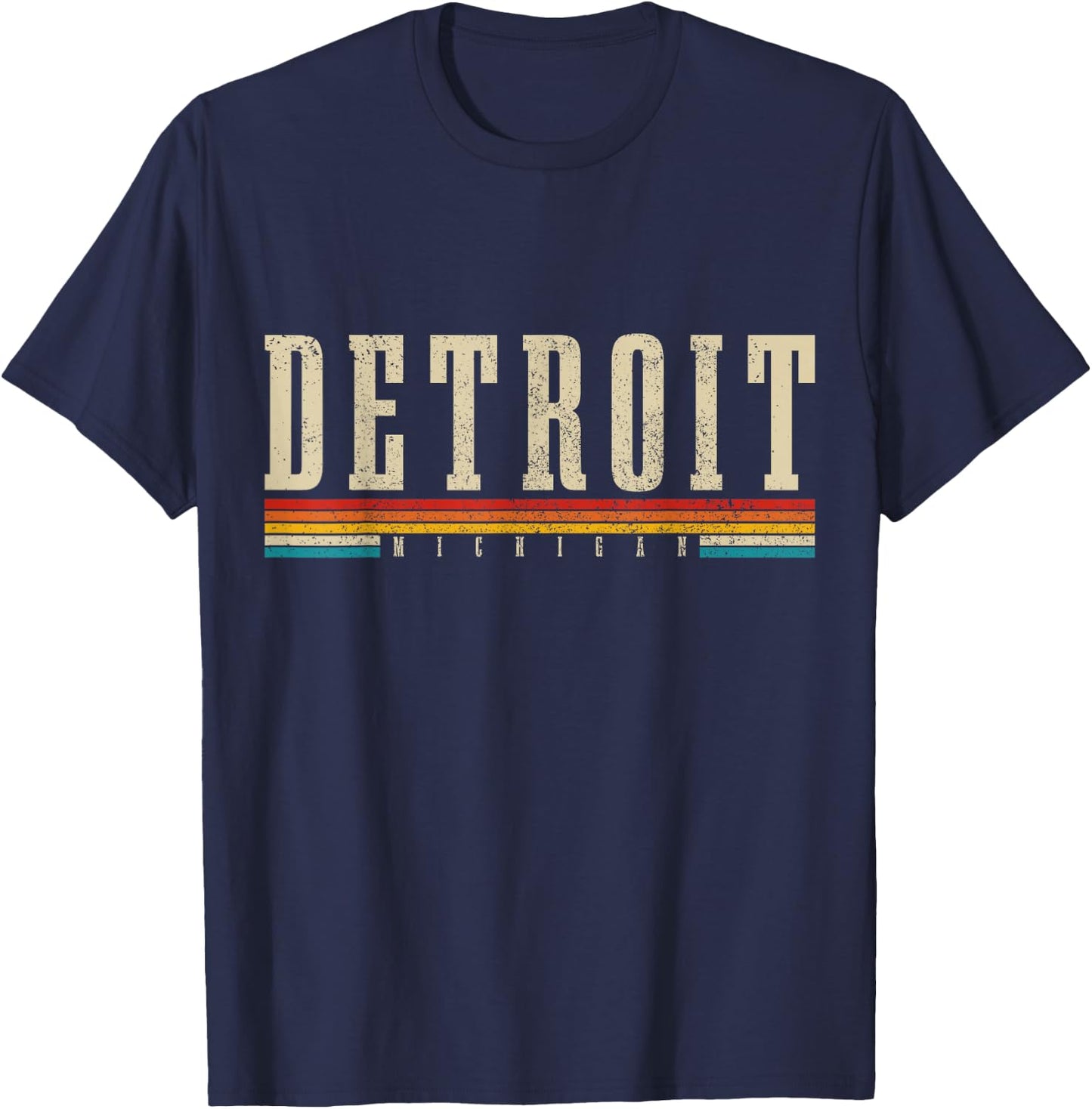 Detroit Michigan Vintage/Retro T-Shirt - T-Shirt | Navy