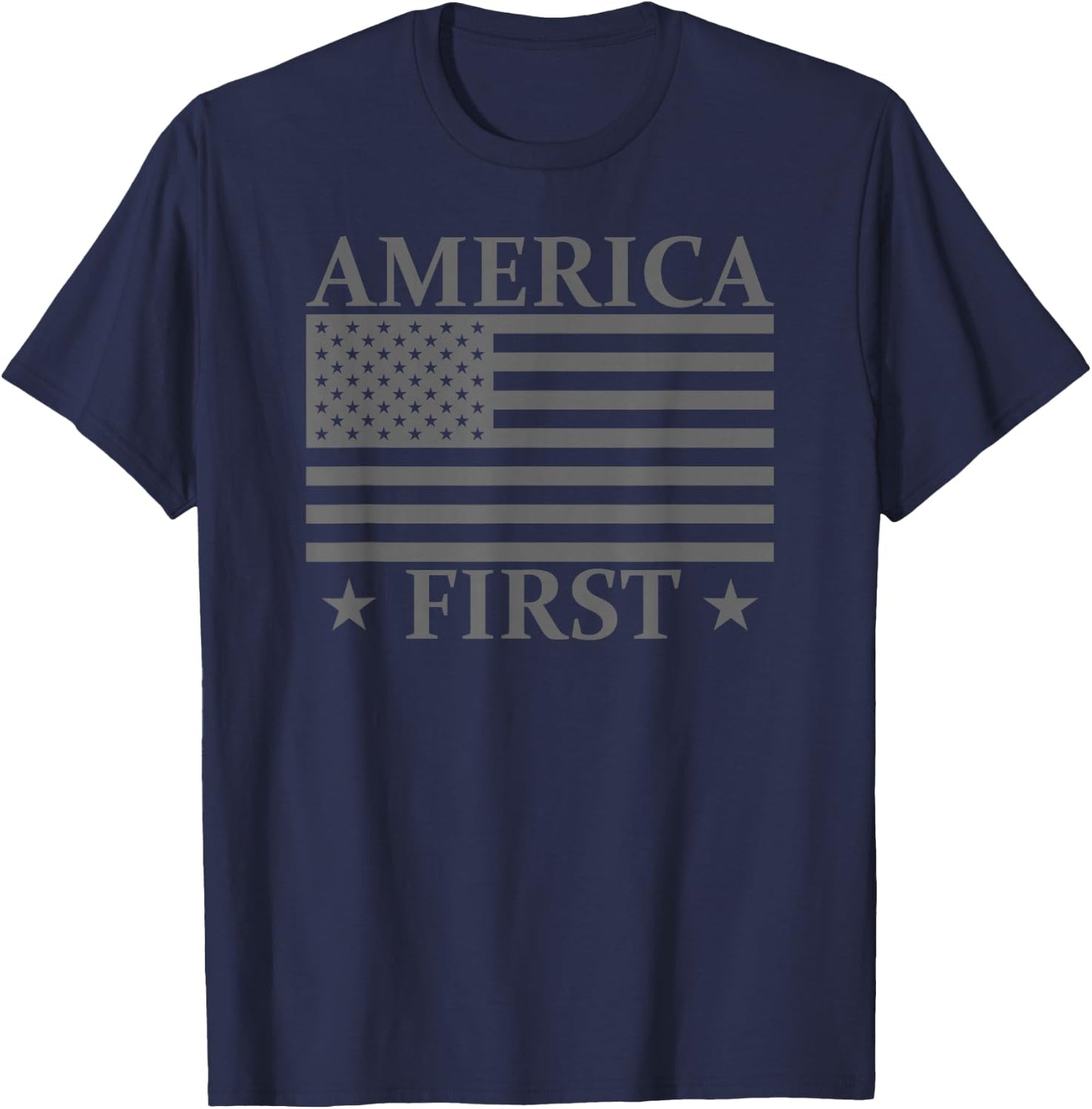 America First USA American Flag Patriot Stars and Stripes T-Shirt - T-Shirt | Navy