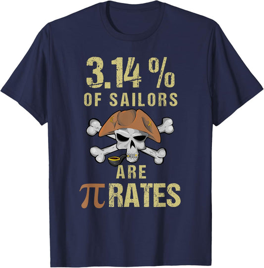Funny Pi Day Shirt Pirate Costume Math for Pi Day 3.14 Pie T-Shirt - T-Shirt | Navy