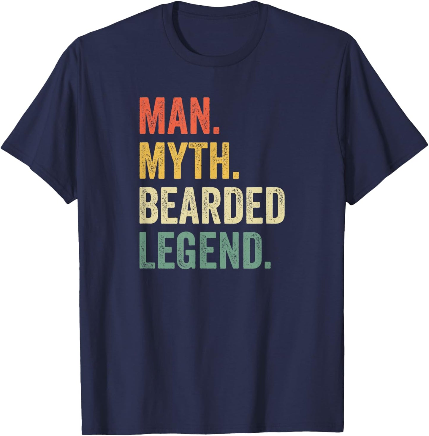 Man Myth Bearded Legend Dad Beard Father's Day Vintage T-Shirt - T-Shirt | Navy