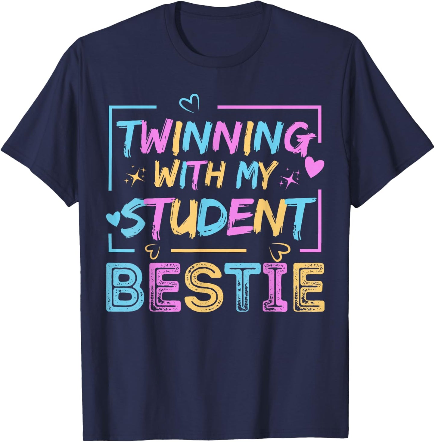 Twinning With My student Bestie Spirit Week Best Friend Twin T-Shirt - T-Shirt | Navy