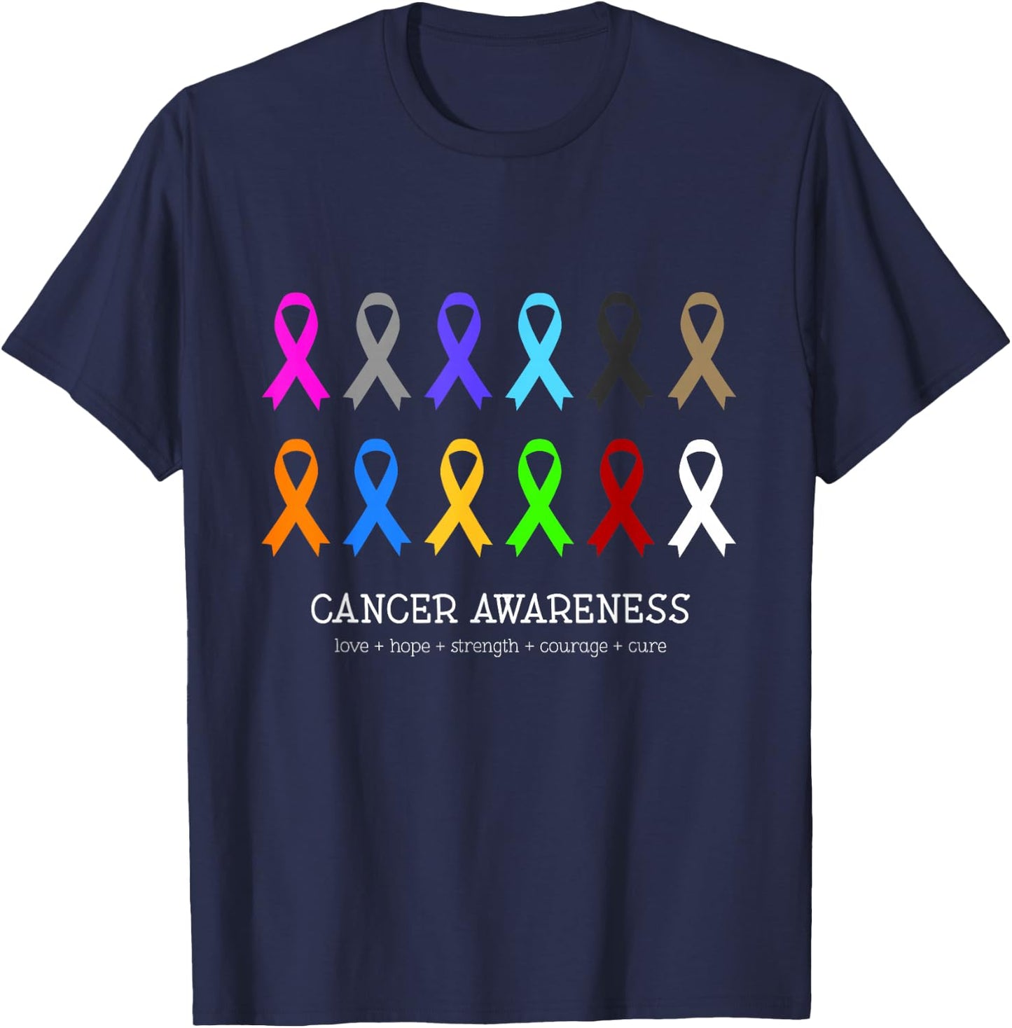 Cancer Awareness Clothing - Fight Cancer Ribbon T-Shirt - T-Shirt | Navy