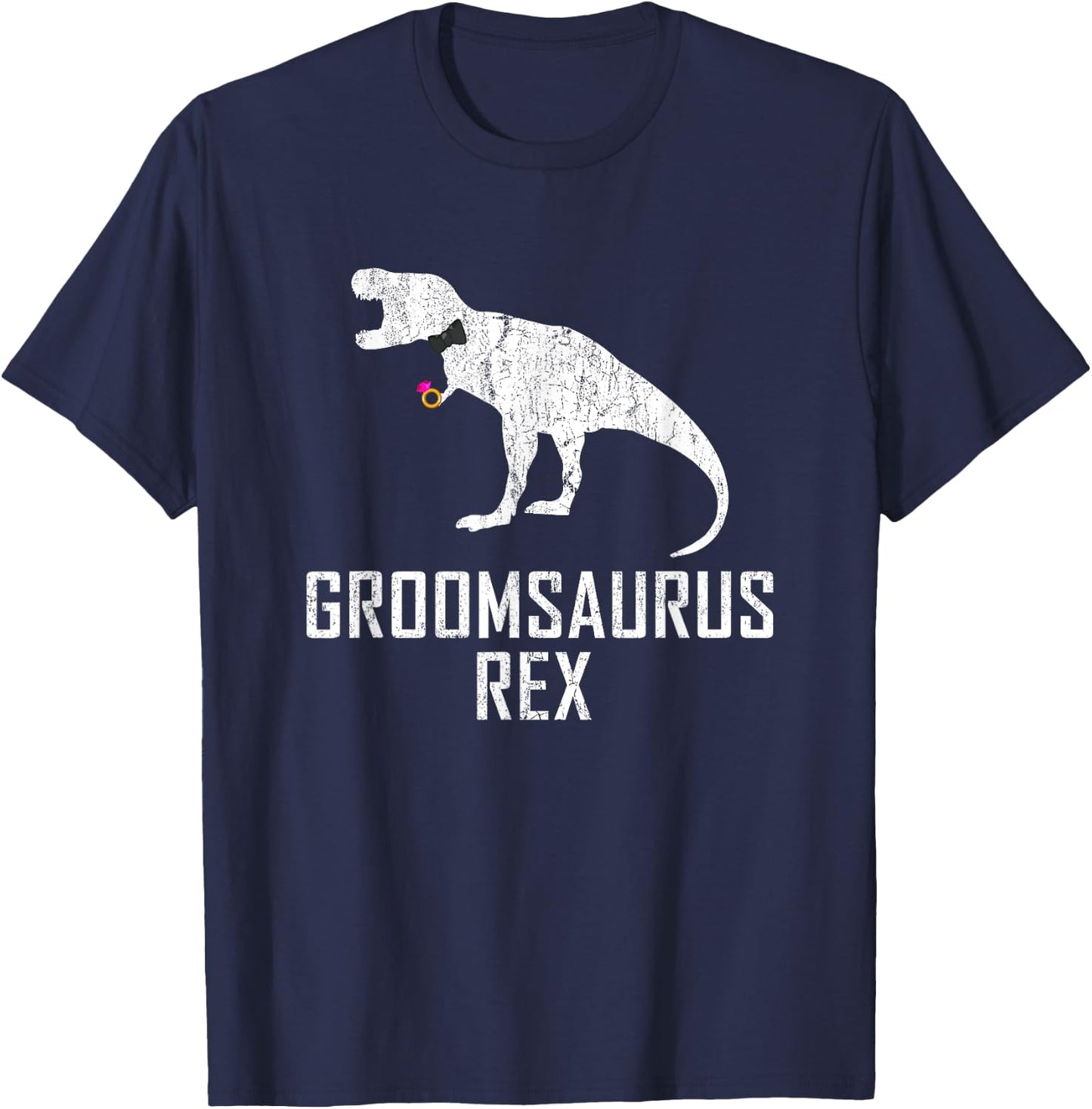 Groom Dinosaur Shirt Funny Groomsaurus Rex Wedding Gift T-Shirt - T-Shirt | Navy