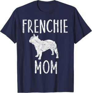 Vintage French Bulldog Mom Gift Dog Owner Frenchie Mother Men Women Girls Kids T-Shirt - T-Shirt | Navy