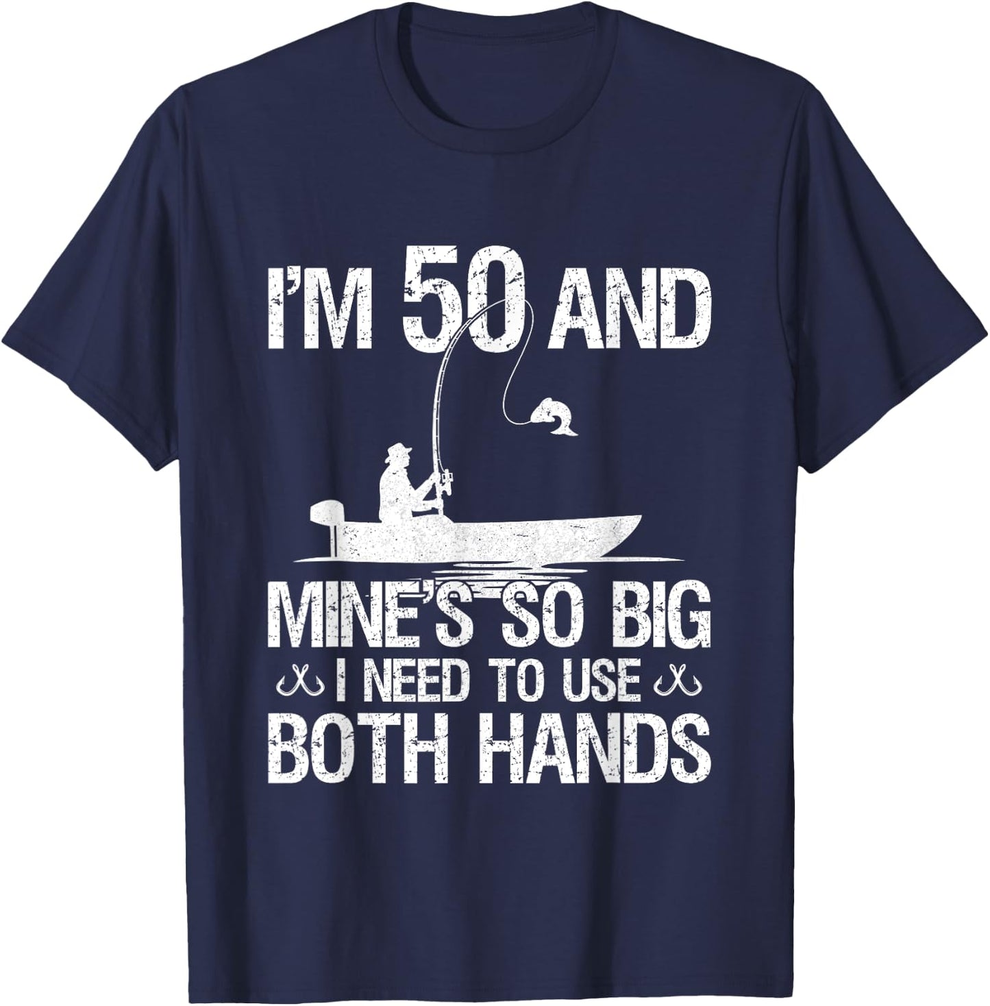 50th Birthday Gifts Fisherman 50 Years Old Fishing T-Shirt - T-Shirt | Navy