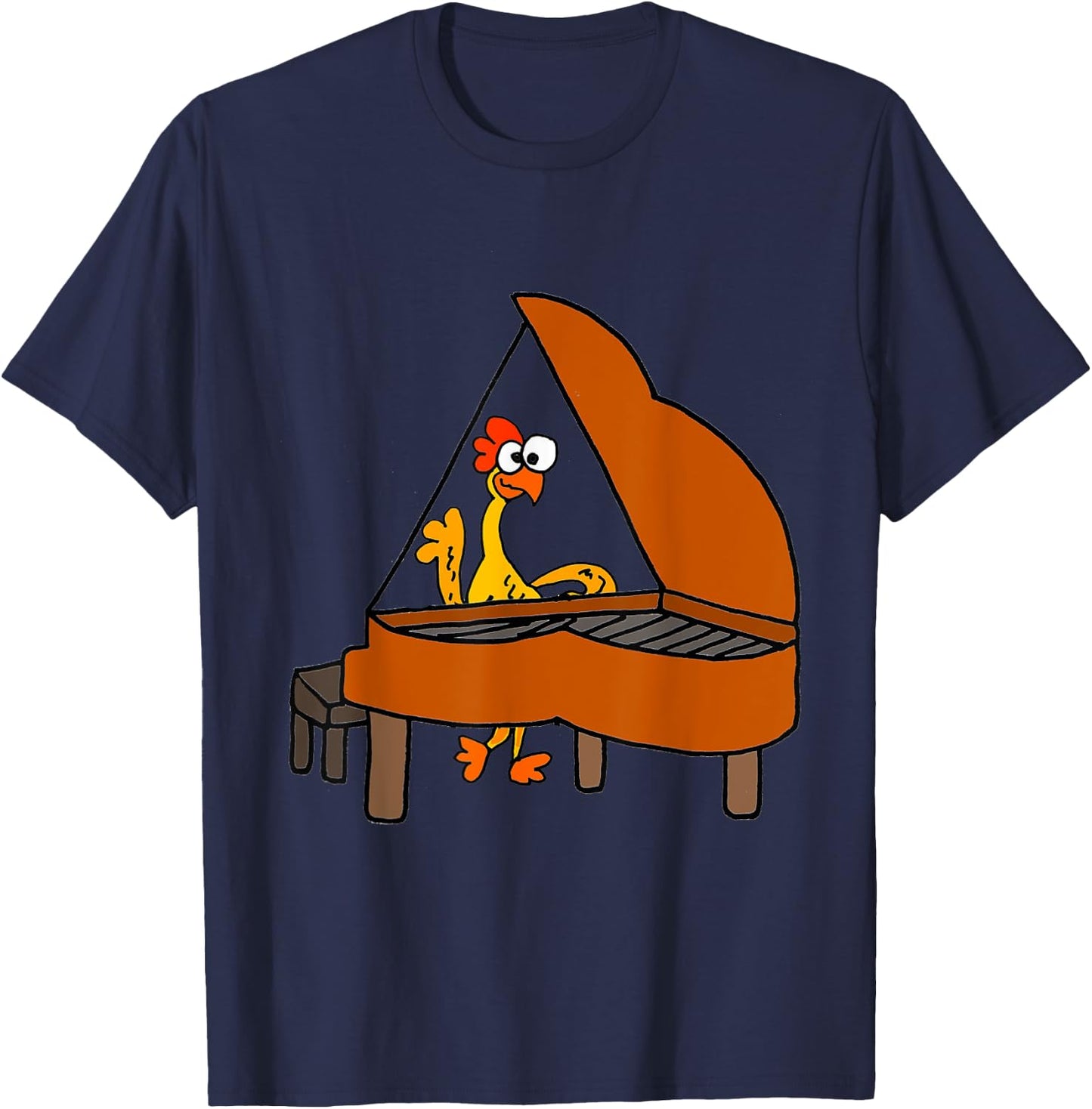 SmileteesMusic Funny Rubber Chicken Playing Piano T-Shirt - T-Shirt | Navy