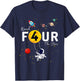 Reach 4 the Stars Child's 4th Birthday Astronaut party T-Shirt - T-Shirt | Navy