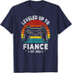 Leveled Up To Fiance 2024 Retro Newly Engaged Men's Black Small Retro Gaming Men T-Shirt - T-Shirt | Navy