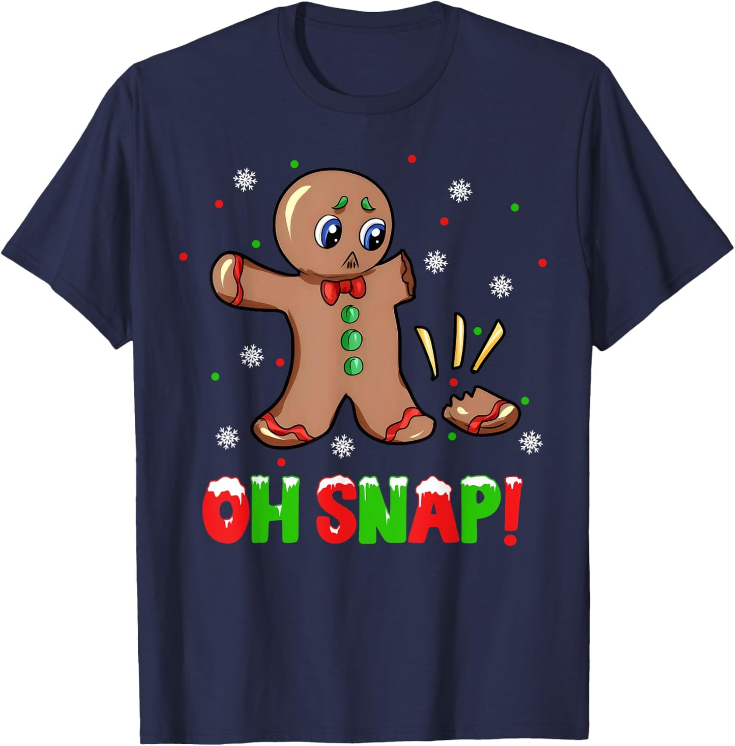 Funny Oh Snap Gingerbread Man Christmas Cookie Xmas Boy Girl T-Shirt - T-Shirt | Navy