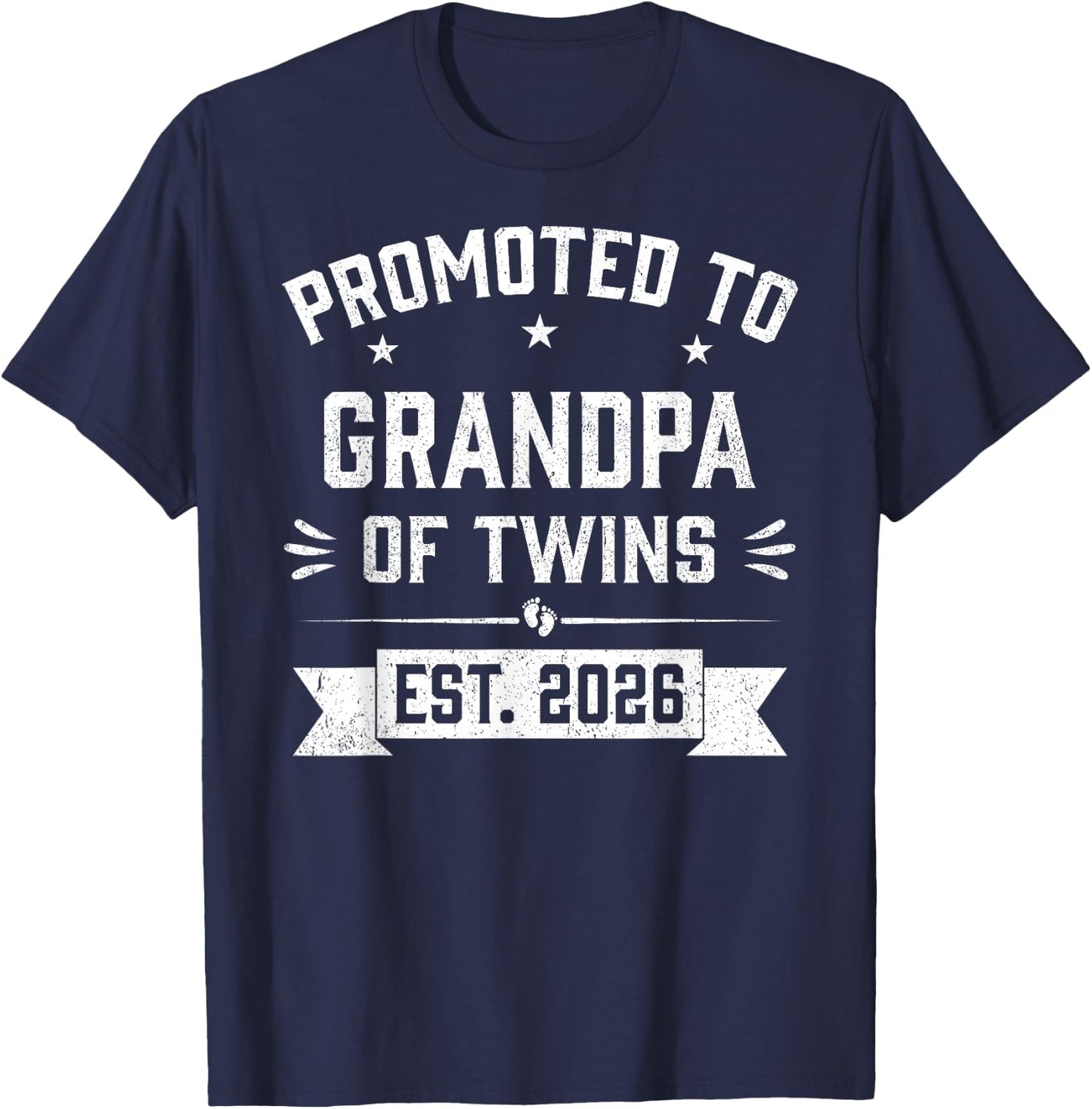 Promoted to Grandpa of Twins Est 2026 Twin T-Shirt - T-Shirt | Navy
