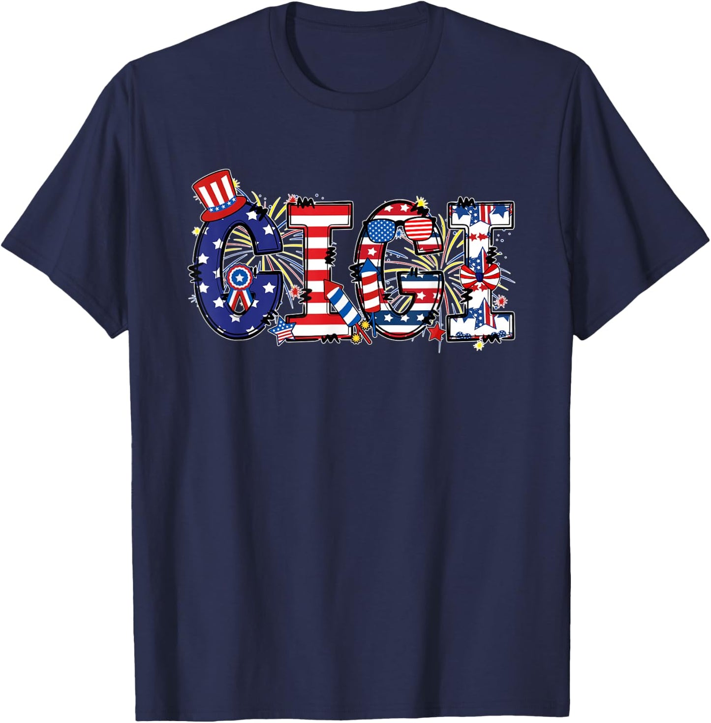 Gigi Funny 4th of July USA Flag American Patriotic T-Shirt - T-Shirt | Navy