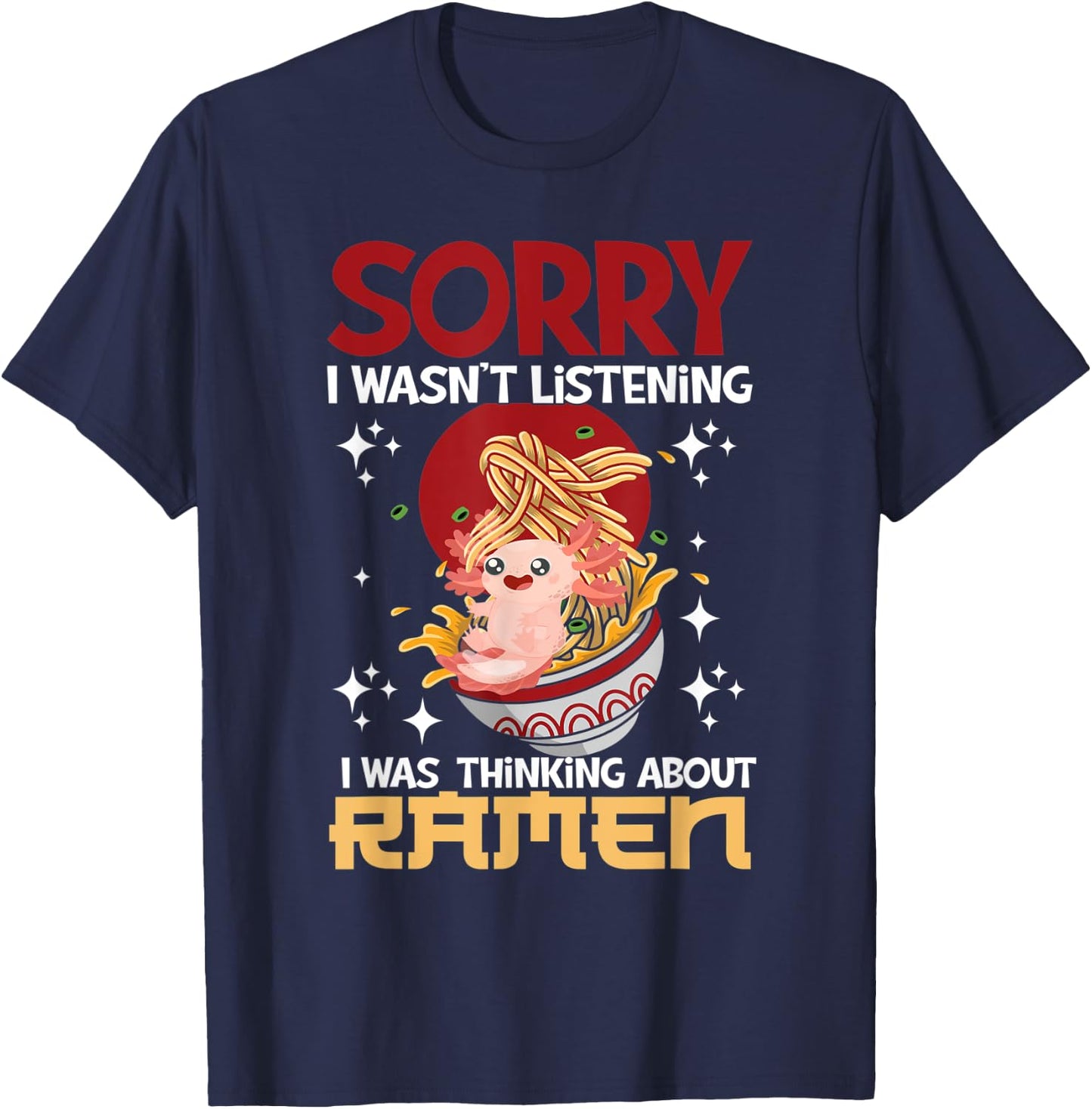 Japanese Noodles Ramen Axolotl T-Shirt - T-Shirt | Navy