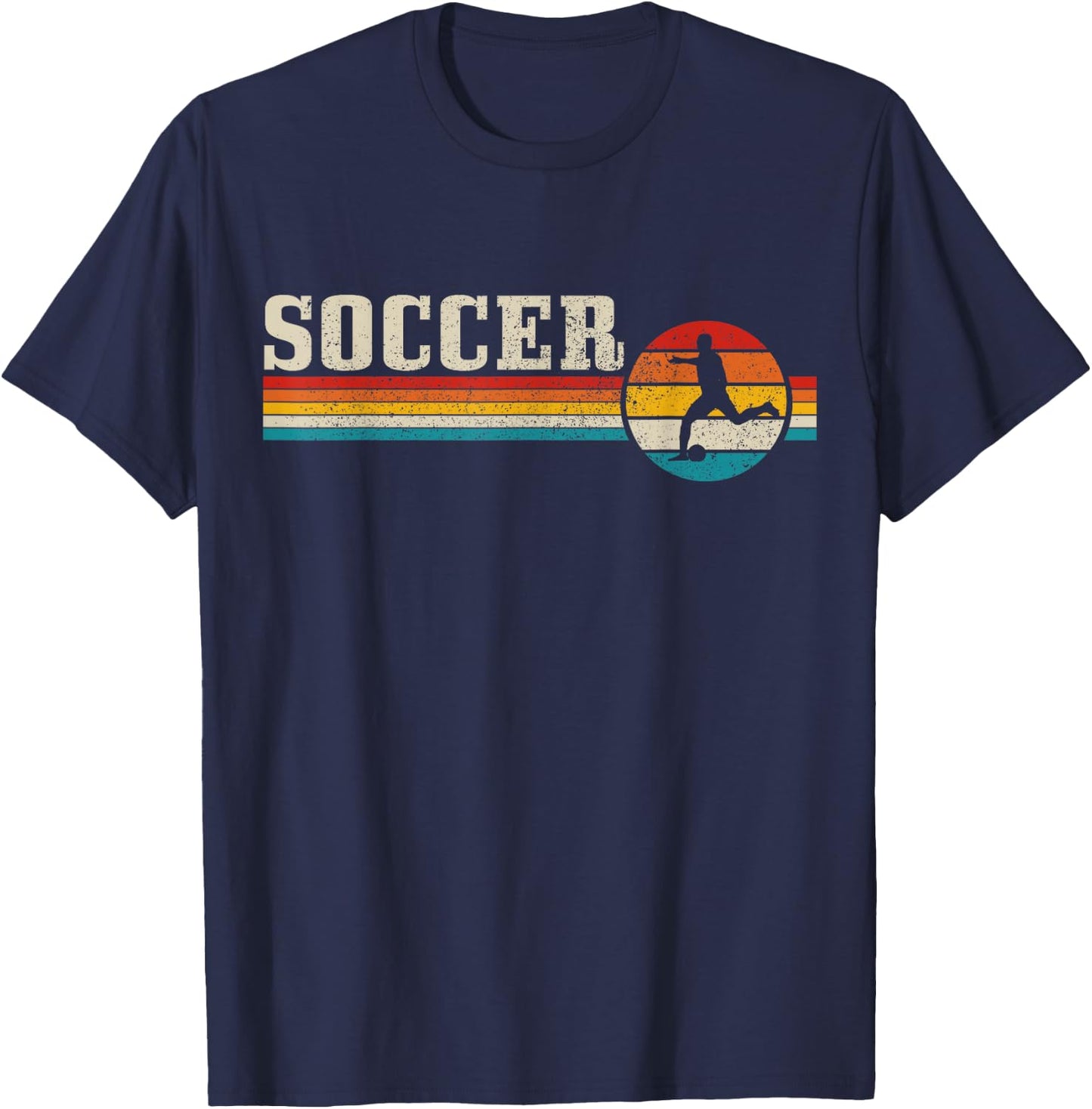Vintage Soccer Player Sport Retro Men Boys Football T-Shirt - T-Shirt | Navy