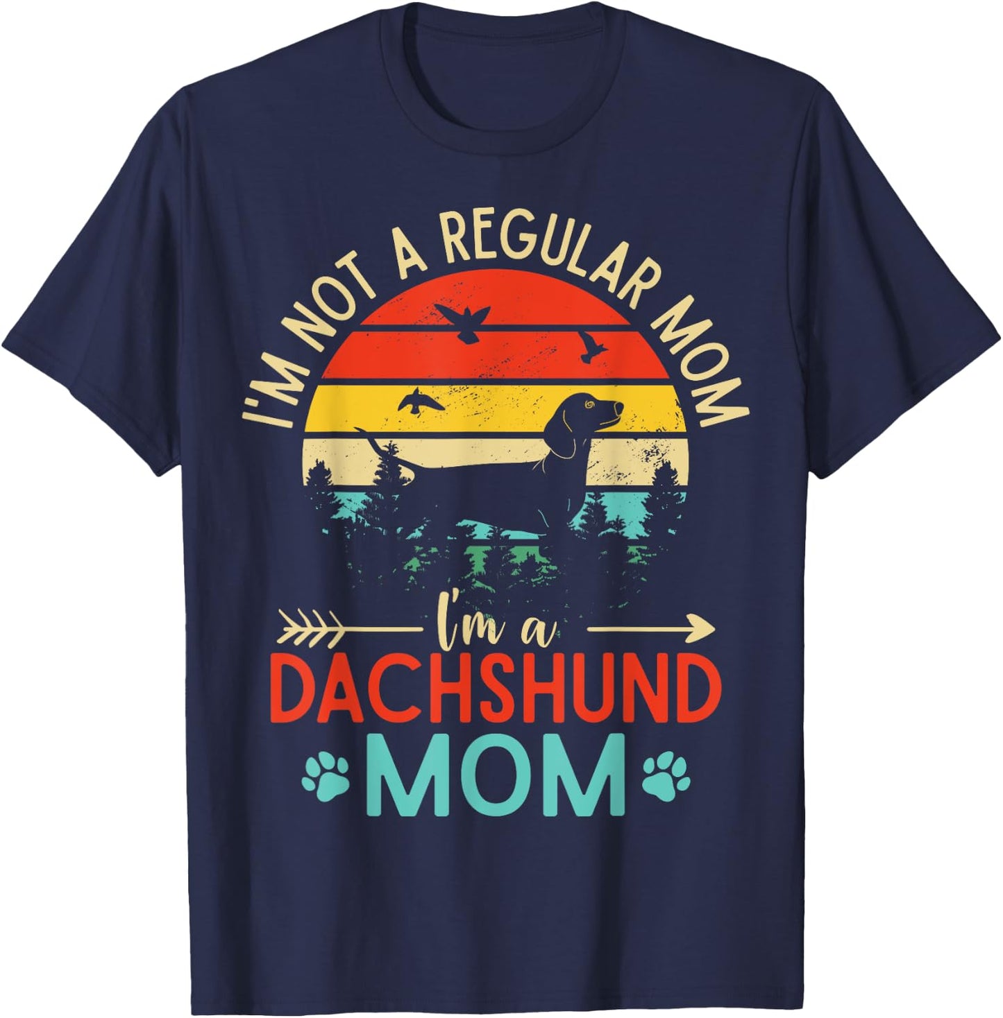 Funny Weenie Mama Vintage Dachshund Mom Doxie Dog Lovers Men Women T-Shirt - T-Shirt | Navy