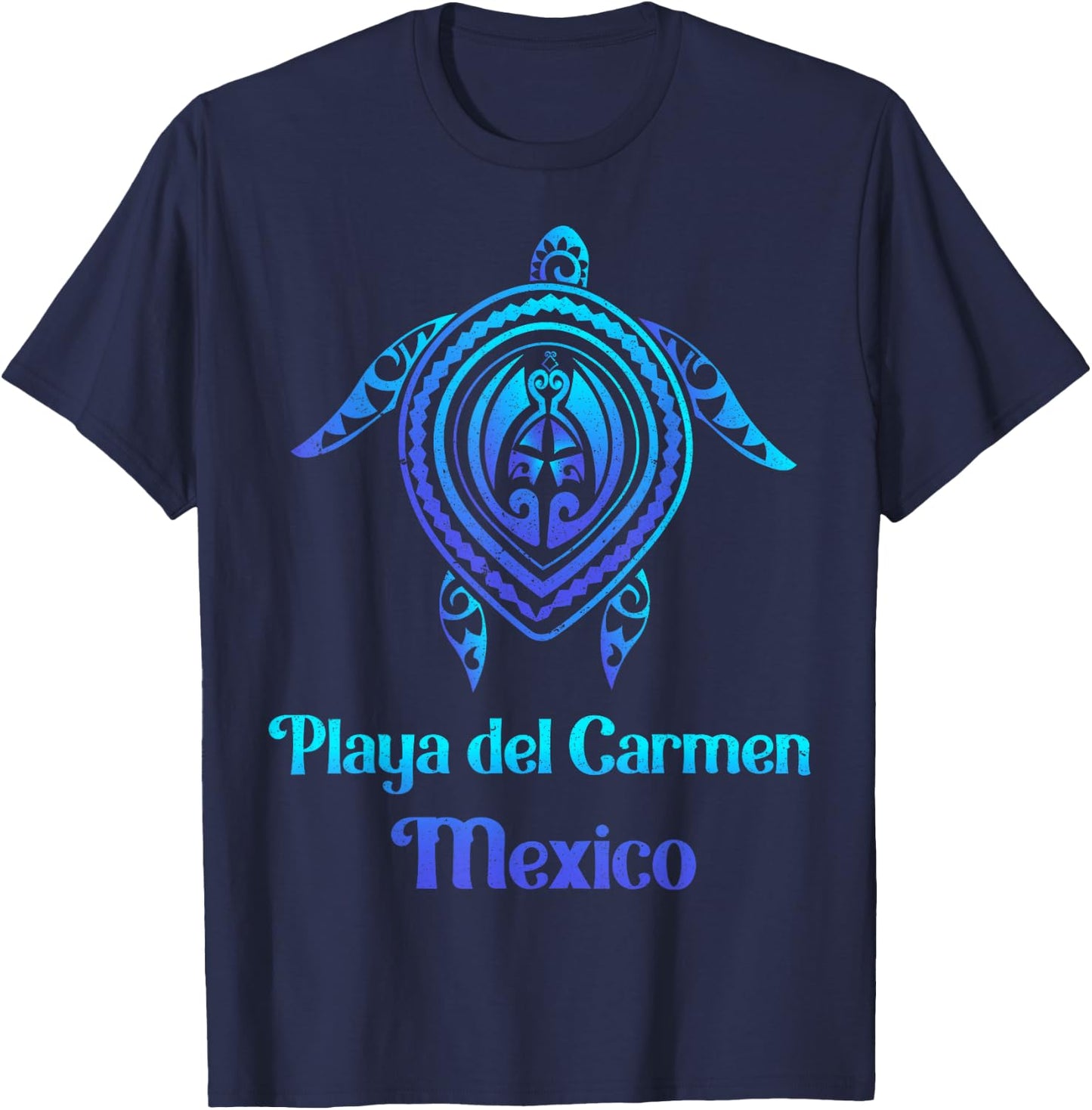 Playa Del Carmen Mexico Sea Turtle Tribal Tattoo Souvenirs T-Shirt - T-Shirt | Navy