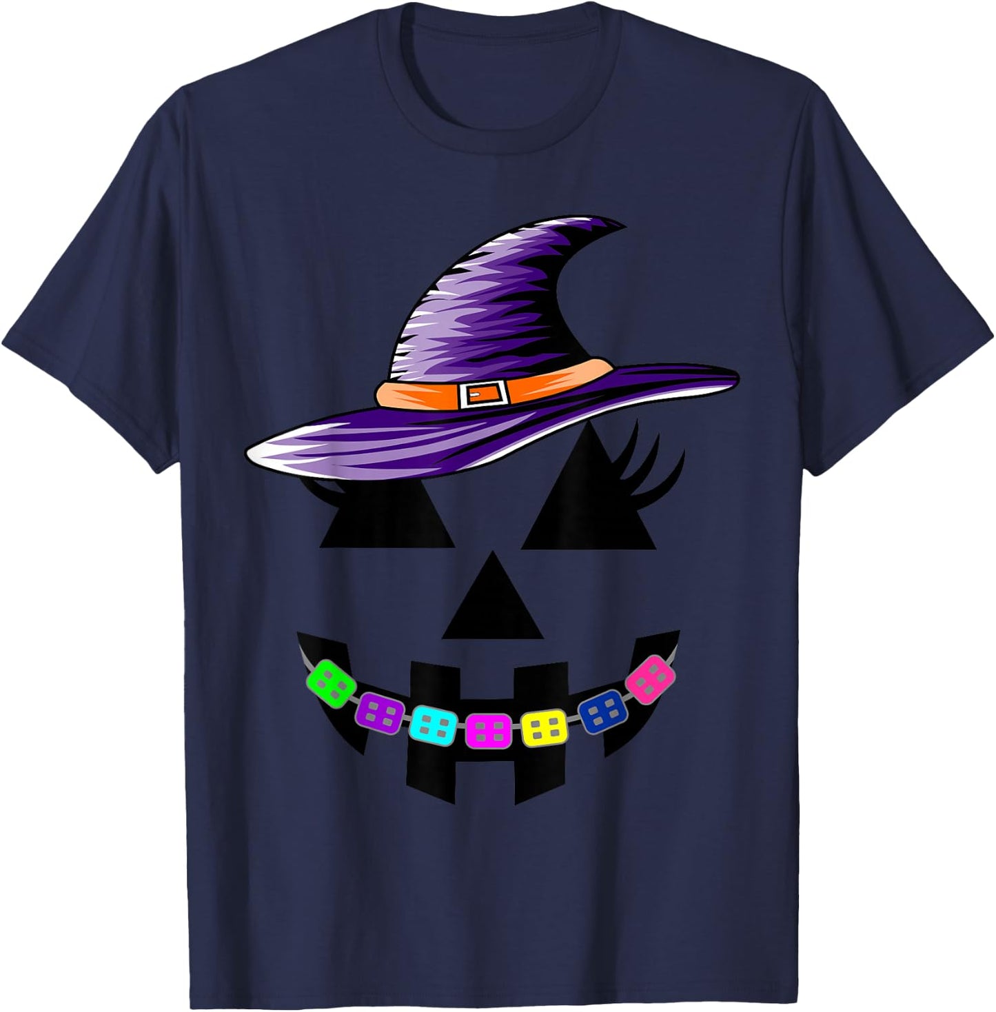 Halloween Pumpkin with Braces Orthodontist Costume Kids T-Shirt - T-Shirt | Navy