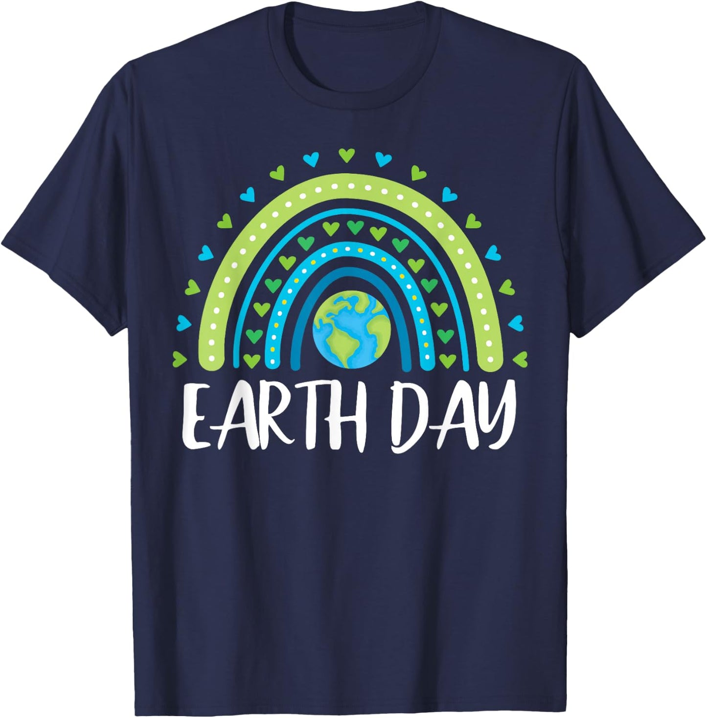 Happy Earth Day 2026 Girls Kids Rainbow T-Shirt - T-Shirt | Navy