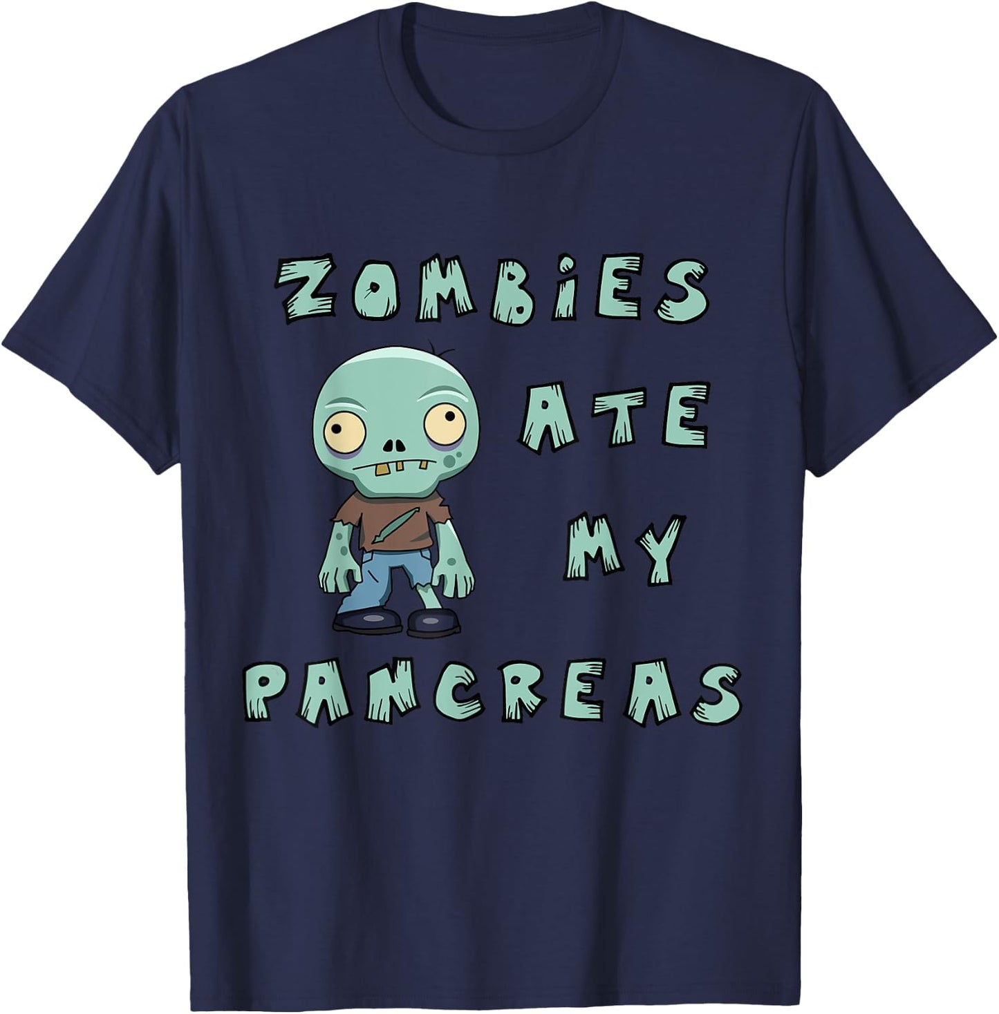 Kids Type 1 Diabetes Halloween Shirt - Zombies Ate Pancreas T-Shirt - T-Shirt | Navy
