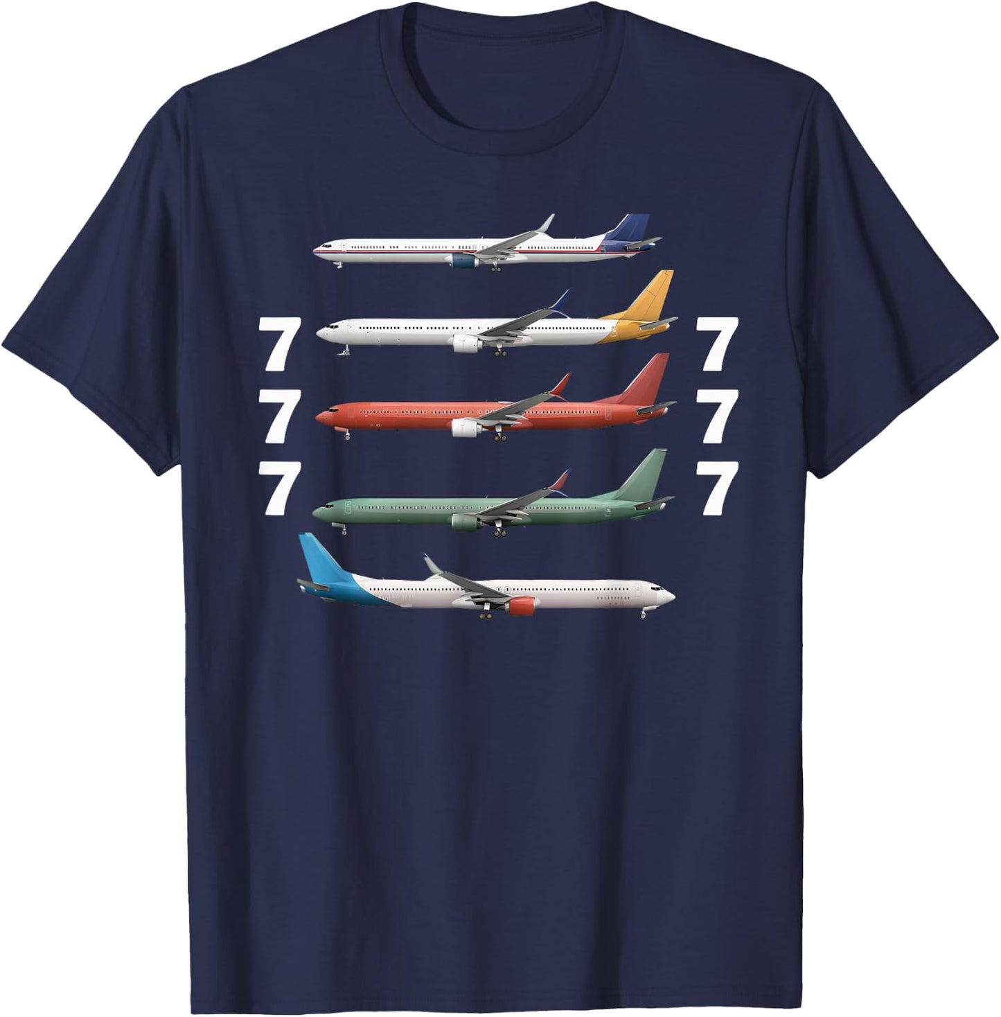 777 Jet Airplane Aviation! Multiple Jet Aircrafts T-Shirt - T-Shirt | Navy