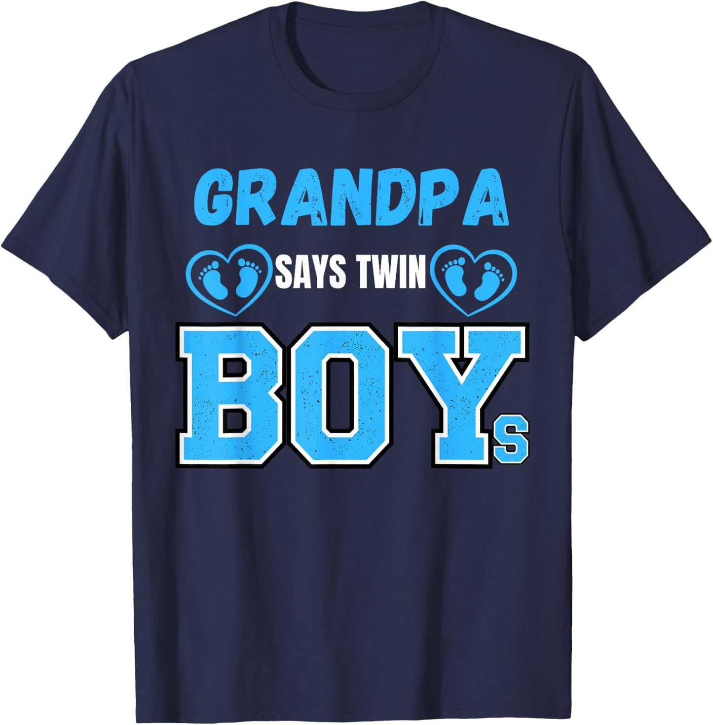 Gender reveal Grandpa says Twin Boys baby Matching Family T-Shirt - T-Shirt | Navy