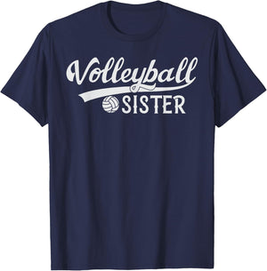 Team Sister Volleyball Volleyball Sister Design T-Shirt - T-Shirt | Navy